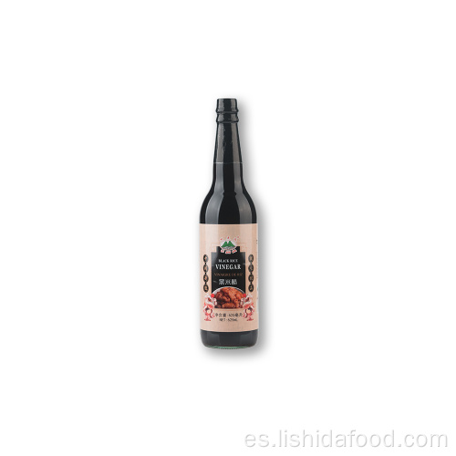 Botella de vidrio de 625 ml de vinagre de arroz negro
